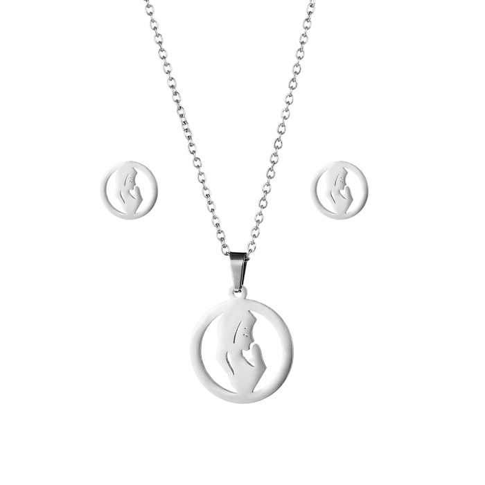 Family Mom Pendant Necklace Mother Day Necklace Stainless Steel Jewelry For Women Maternal Pregnant Earrings Love Gifts