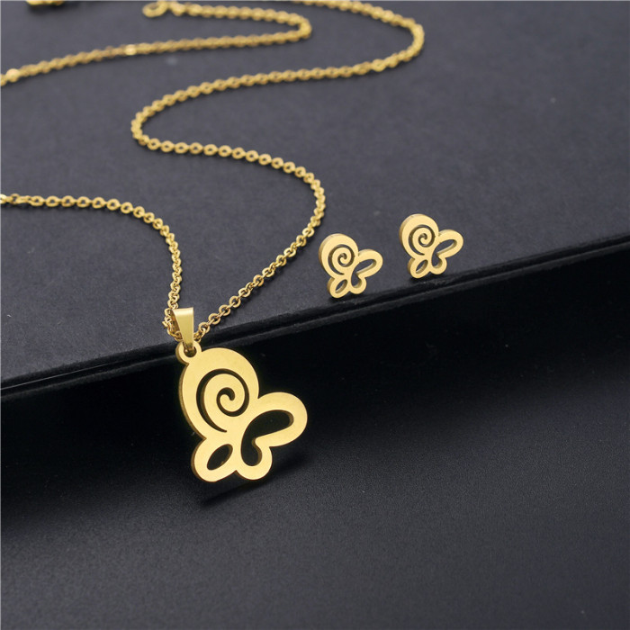 Butterfly Stainless Steel Jewelry Set Woman Simplicity Necklace for Women Fashion Accessories