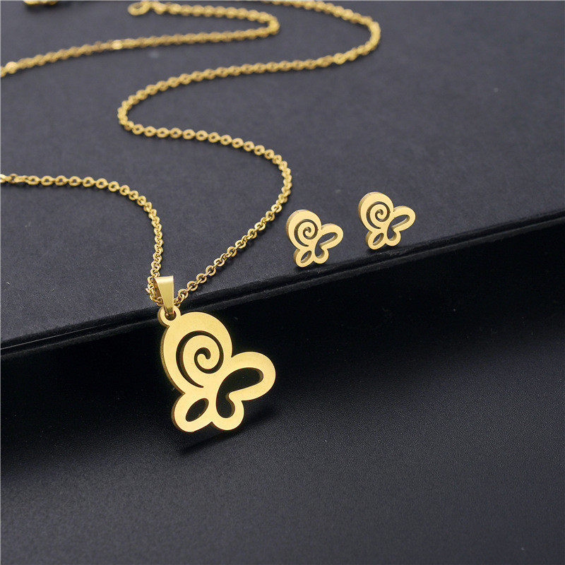 Butterfly Stainless Steel Jewelry Set Woman Simplicity Necklace For Women Fashion Accessories