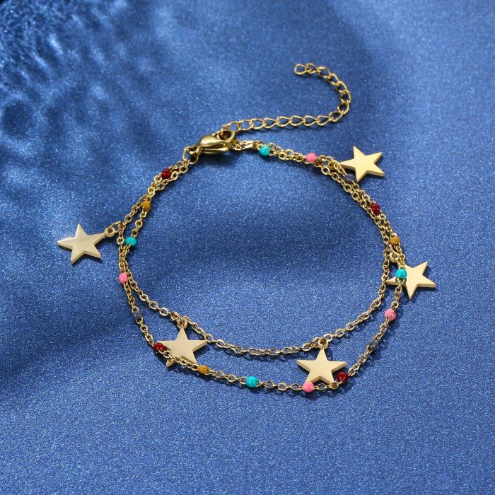 Punk Chain Bracelet for Women Stainless Steel Cross Star Moon Bracelets Double Layer Bracelet Charm Bracelet Jewelry Gifts
