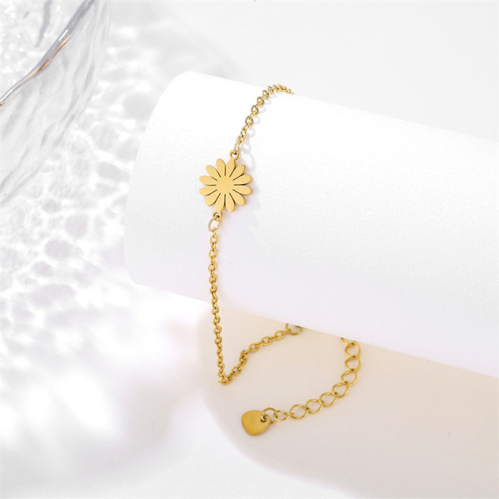 Stainless Steel Link Chain Bracelets Gold Plated Cross Heart Bracelet for Layered Wear Women Fashion Jewelry