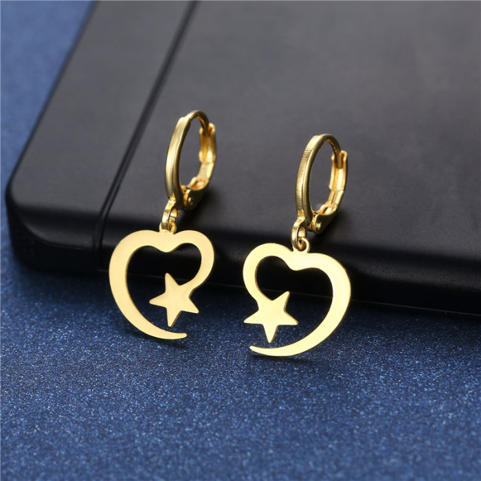 Stainless Steel Earrings Dangle Drop Earrings for Women Charm Love Heart Pendant Earring 2023 Trend Female Jewelry Gifts