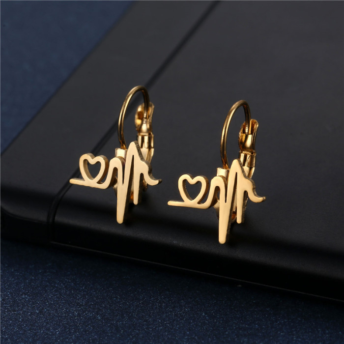 316L Stainless Steel Earring for Women Charm Geometric Round Star Heart Flower Pendant Earring Jewelry Gift