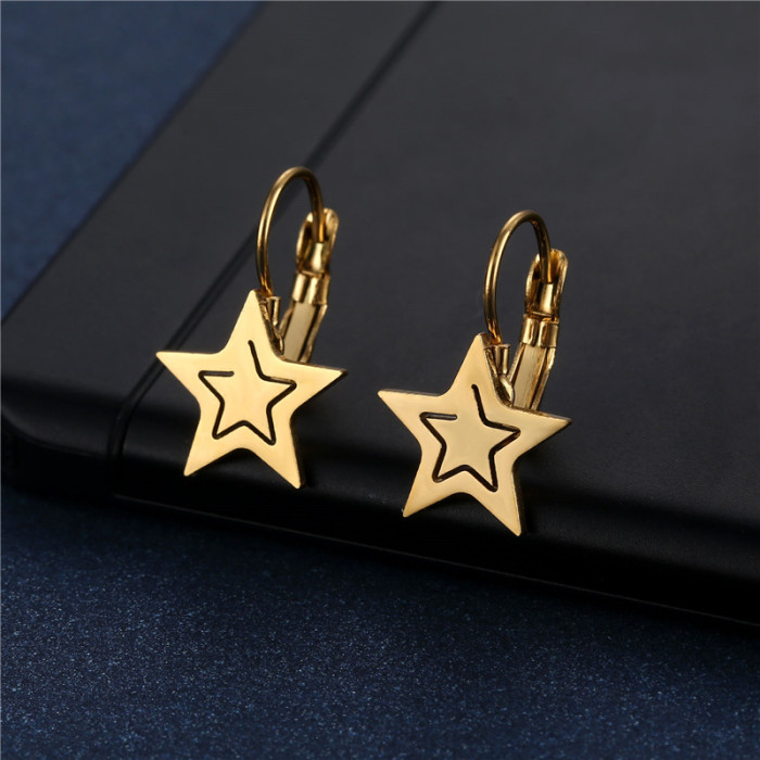 316L Stainless Steel Earring for Women Charm Geometric Round Star Heart Flower Pendant Earring Jewelry Gift