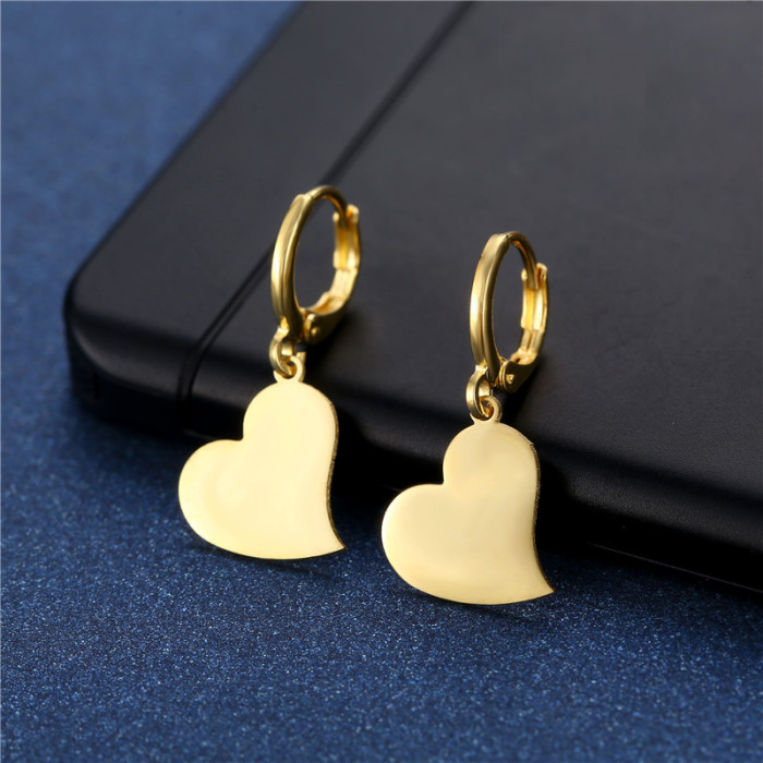 Stainless Steel Earrings Dangle Drop Earrings for Women Charm Love Heart Pendant Earring 2023 Trend Female Jewelry Gifts