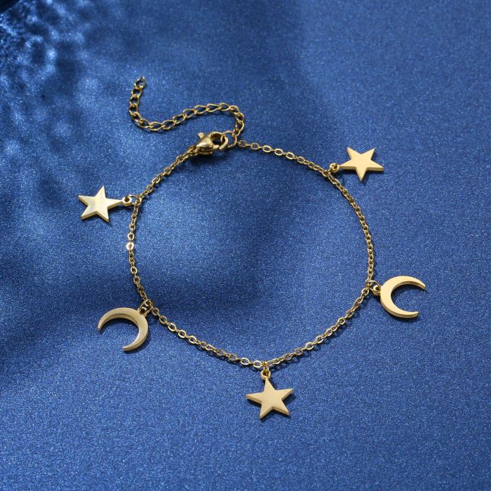 Punk Chain Bracelet for Women Stainless Steel Cross Star Moon Bracelets Double Layer Bracelet Charm Bracelet Jewelry Gifts
