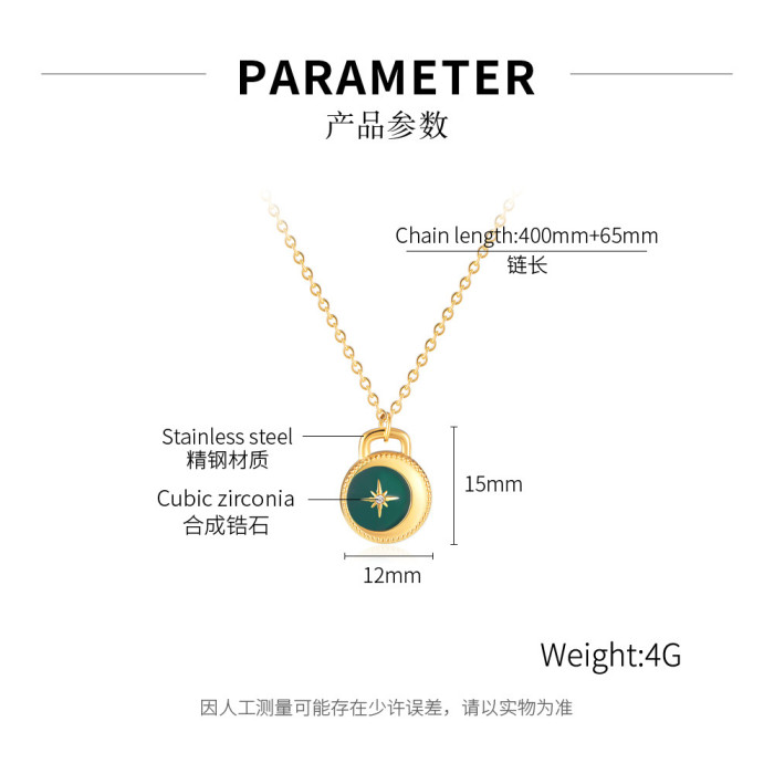 Stainless Steel Creative Charm Link Chain Irregular Geometric Compass Pendant Necklace for Women Jewelry Gift