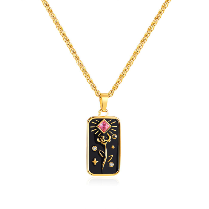 Stainless Steel Gold Plated Embossing Radiation Sun Pendant Necklaces for Women Vintage Jewelry Gift