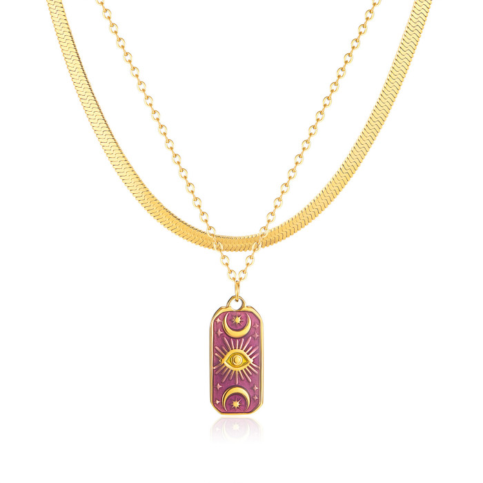 Turkish Evil Eye Necklaces for Women  Vintage Devil Eye Pendant Choker Double Layer Necklace Stainless Steel Turkish Eye Jewelry