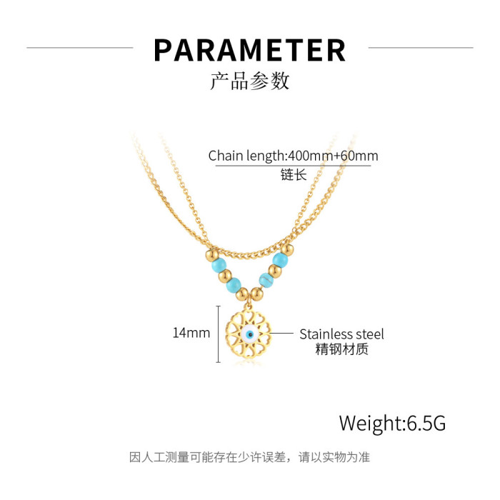 316L Stainless Steel Fashion Upscale Jewelry 2 Layer Devil's Charms Thick Chain Choker Necklaces Pendants For Women