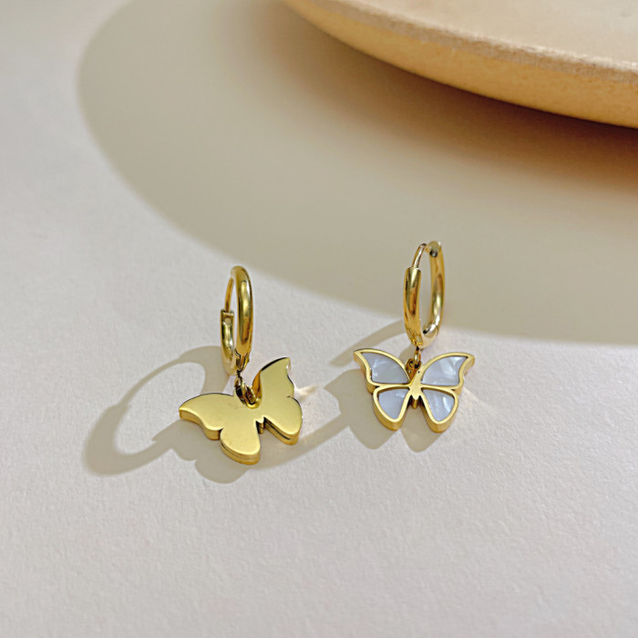 316L Stainless Steel Cute Butterfly Earrings For Women Girl  Fashion Luxury Ear Dangle Jewelry Lady Gift Party