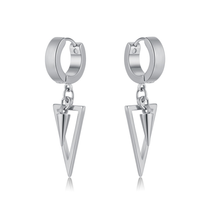 Hip Hop Punk Taper Stainless Steel Earring Trendy Simple Geometric Pierced Stud Ear Jewelry Party Gifts For Women Men