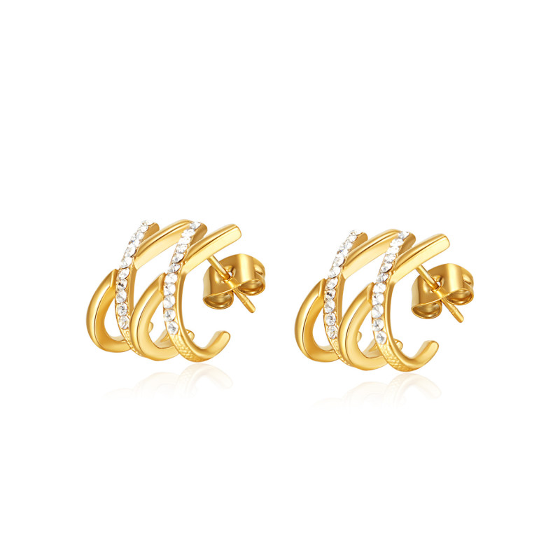 Fashion Gold Color Stainless Steel Thick Stud Huggie Earring for Women Chic Irregular Geometric Ear Jewelry Gifts