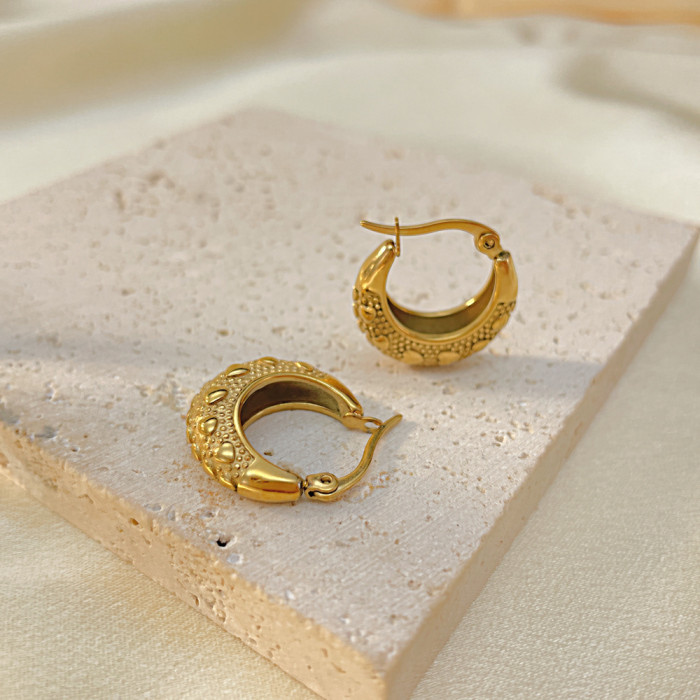 Round Earrings for Women Girls Luxury Stainless Steel Hoop Earrings Vintage Wedding Engagement Aesthetic Jewerly