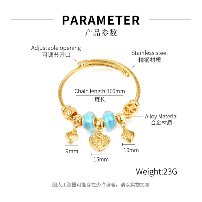 316L Stainless Steel  Charm Bracelet for Women Fashion Gold Color Non-fading Jewelry Gifts