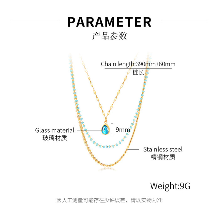 316L Stainless Steel Boho l Tassel Choker Necklace Gold Double Layer Waterproof Jewelry For Ins Summer