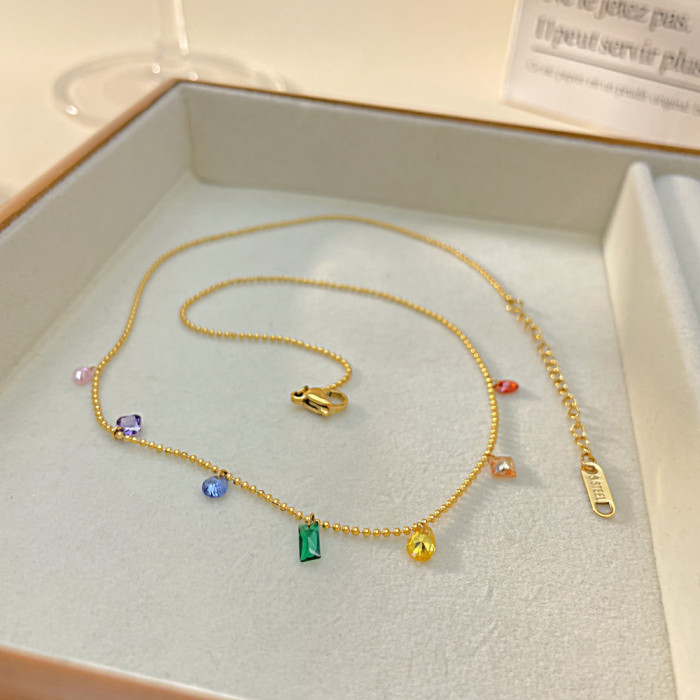 Bohemian Handmade Rainbow Beads Personality Multilayer Satellite Stainless Steel Necklace Ladies Fashion Jewelry