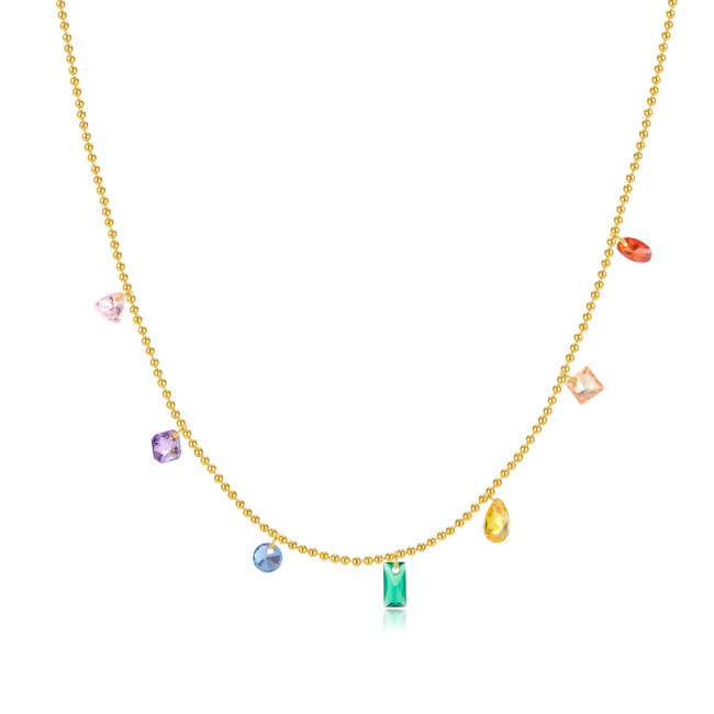 Bohemian Handmade Rainbow Beads Personality Multilayer Satellite Stainless Steel Necklace Ladies Fashion Jewelry