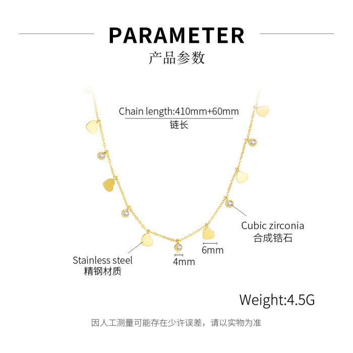 Stainless Steel Necklaces Luxury Elegant Delicate Heart Pendant Charm Chain Korean Fashion Necklace for Women Jewelry Gift