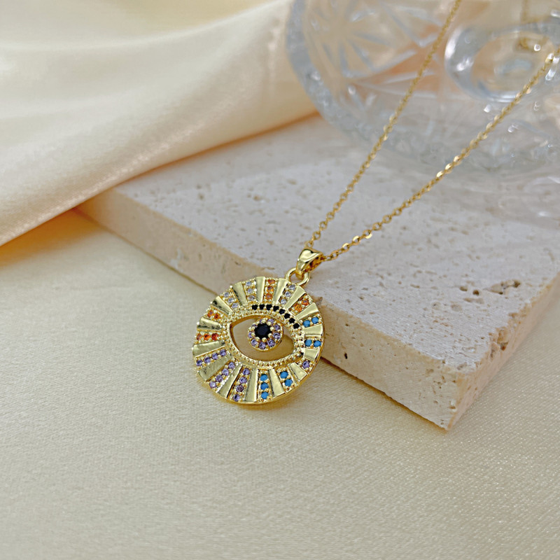 Turkish Evil Eye Necklaces For Men Women Vintage Devil Pendant Bow and Arrow Charm Medal Stainless Steel Jewelry