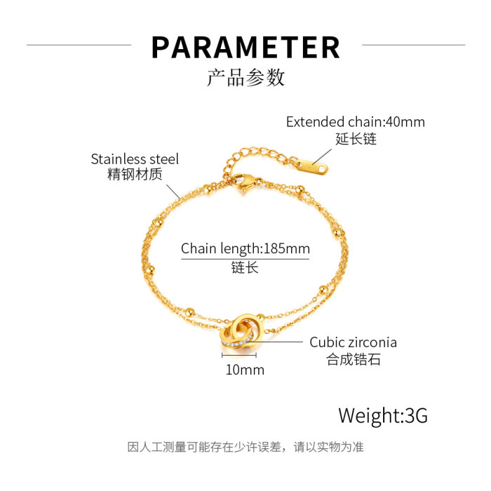 2023 Stainless Steel Fashion Link Chain Multi-Layer Bracelet for Women Exquisite Gold Pendant Bracelet Jewelry