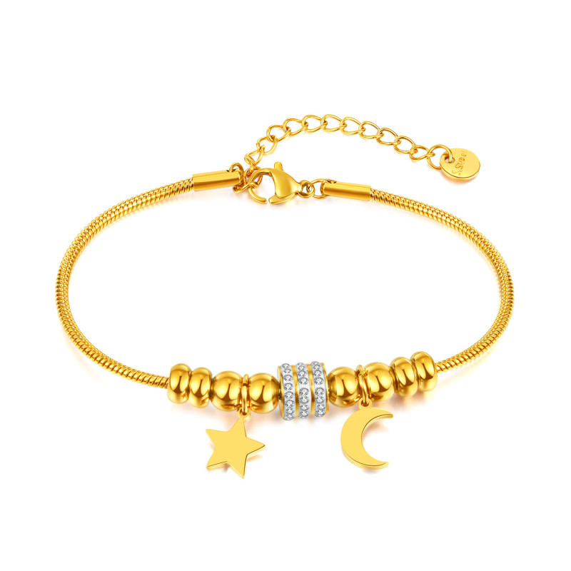Stainless Steel Bracelets Kpop Moon Star Pendant Fashion Charms Bracelet For Women Jewelry Wedding Trendy Fine Friends Gifts