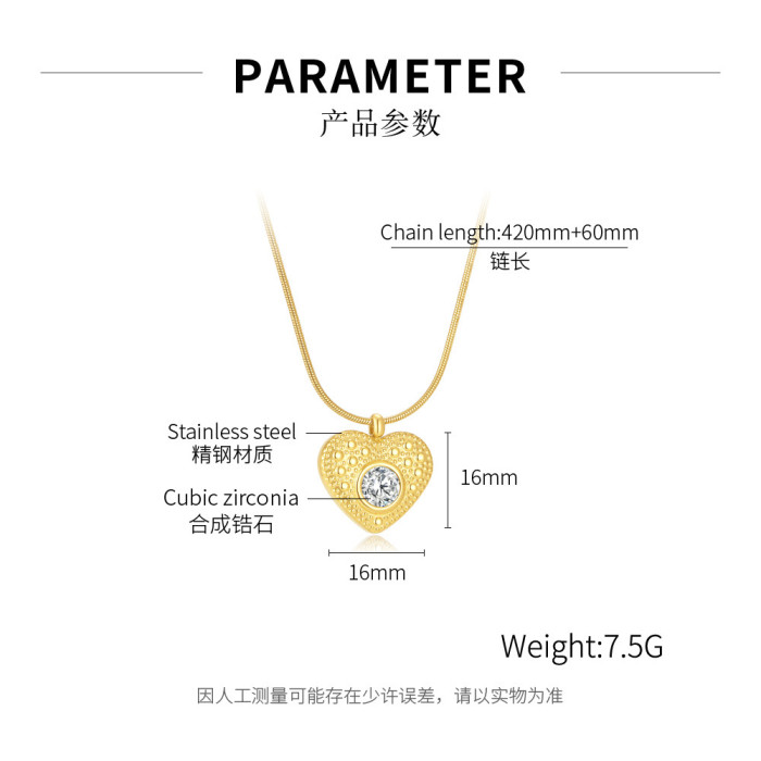 316L Stainless Steel Gold Color Heart Pendant Necklace For Women New Trend Girls Clavicle Chain Jewelry