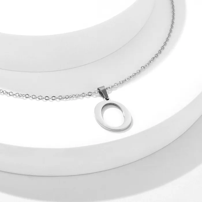 Classic Stainless Steel 26 Initial Alphabet Large Letter Pendant Necklace Women Men Hip Hop Jewelry