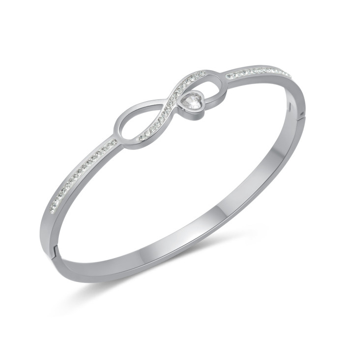 Bracelets for Women Stainless Steel Gold Plated  Zircon Infinity Bracelet Bangle Party Jewelry