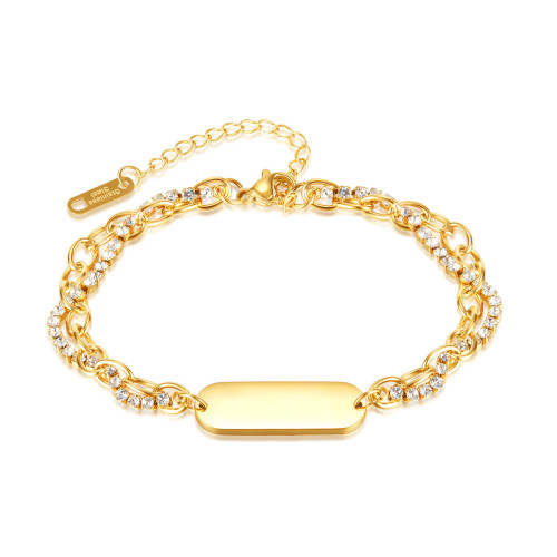 Bohemia Stainless Steel Double-layer Charm Bracelets Trendy CZ Crystal Flower Chain Jewelry For Women