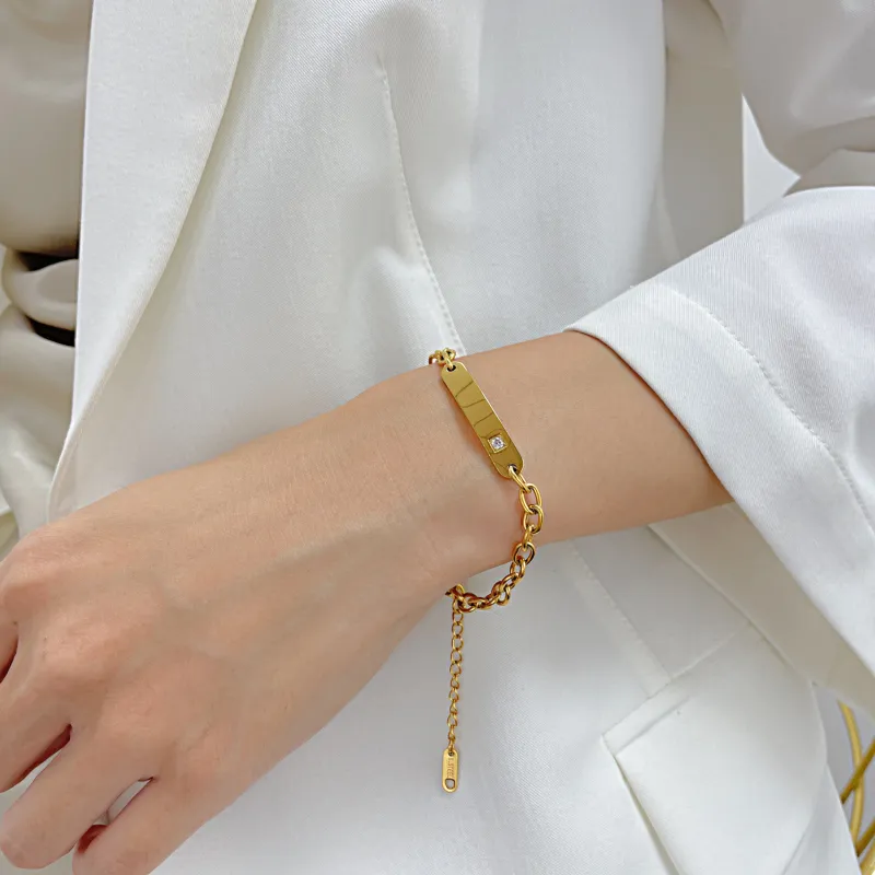 Personalized Custom Stainless Steel ID Bracelet for Women, Engraved Name Date With Adjustable Chain