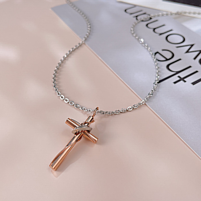 Stainless Steel Cross Pendant Necklace for Men Women Minimalist Jewelry Male Female Prayer Necklaces Chokers Fashion Jewelry