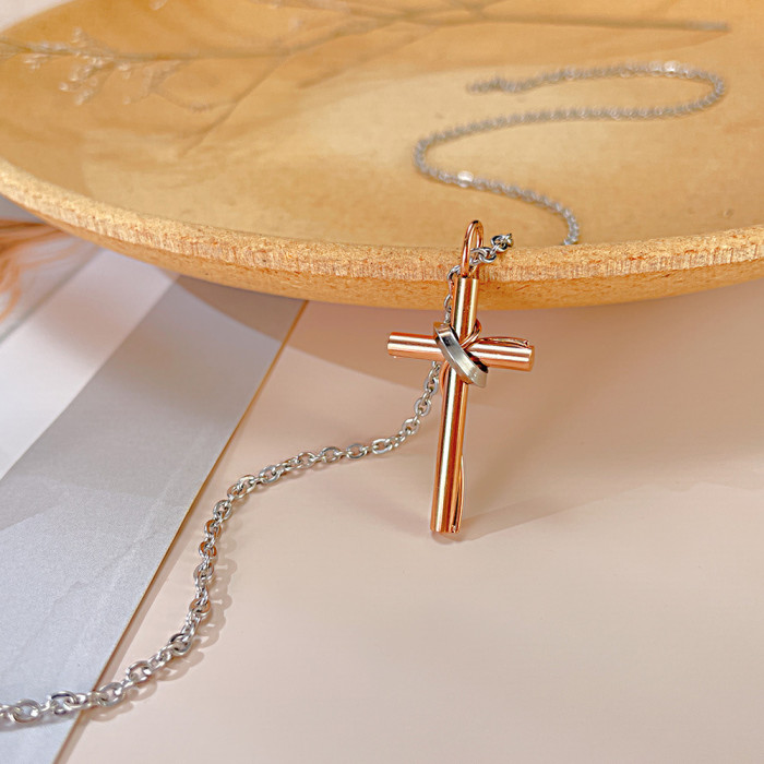 Stainless Steel Cross Pendant Necklace for Men Women Minimalist Jewelry Male Female Prayer Necklaces Chokers Fashion Jewelry
