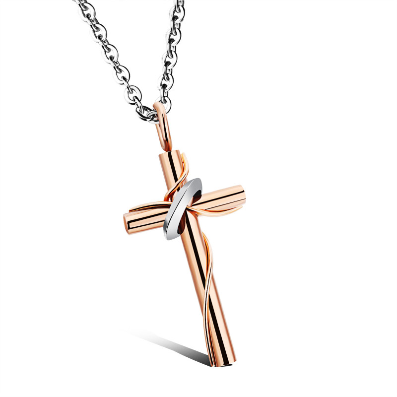 Stainless Steel Cross Pendant Necklace for Men Women Minimalist Jewelry Male Female Prayer Necklaces Chokers Fashion Jewelry