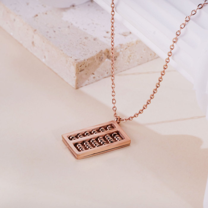Abacus Necklace Gold Color Stainless Steel Ancient China Counting-frame Necklaces & Pendants for Men/Women Gift Jewelry