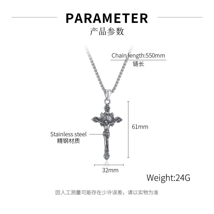 Classic Cross Men Necklace Stainless Steel Chain Pendant Necklace for Men Jewelry Gift