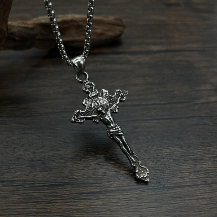 Classic Cross Men Necklace Stainless Steel Chain Pendant Necklace for Men Jewelry Gift