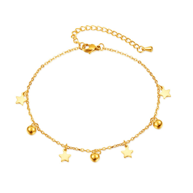 Stainless Steel Fashion Star Anklets Barefoot Gold Color Anklet for Women Jewelry Party Friends Gift