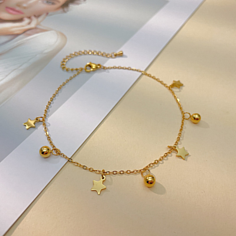 Stainless Steel Fashion Star Anklets Barefoot Gold Color Anklet for Women Jewelry Party Friends Gift