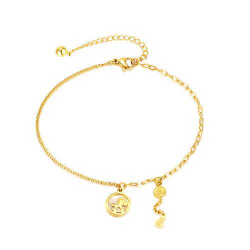 Women Anklets Hanging Dollar Symbol Charms Gold  Color Stainless Steel Foot Chain Link Bracelets Summer Beach Jewelry