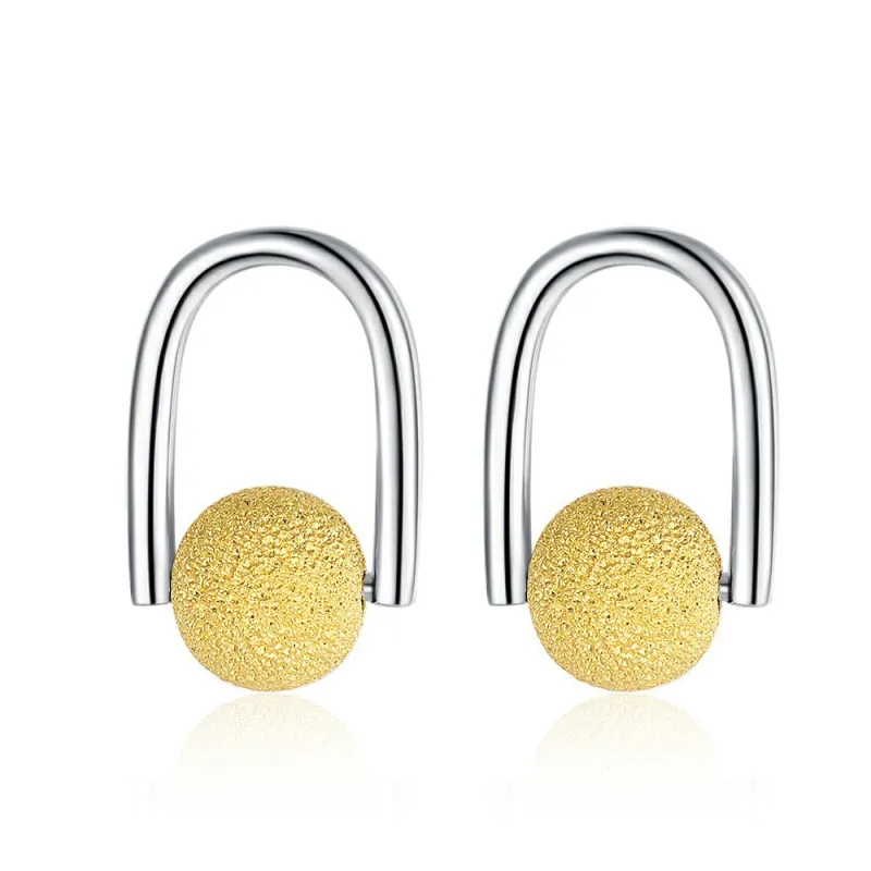 Simple Geometric U-shaped Gold Ball Earrings for Women Fashionable Elegant Luxury Earrings  Jewelry Accessories