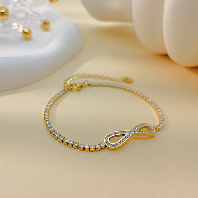 Fashion Stainless Steel Endless Love Infinity Chain Bracelets on Hand Adjustable Bracelets Bangles for Woman Party Jewelry Gifts