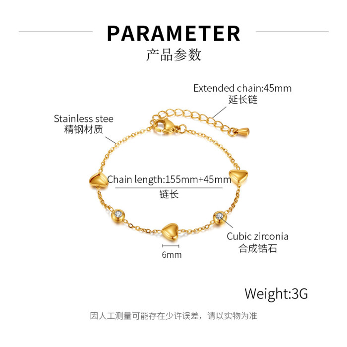 Fashion Love Stainless Steel Bracelets Charming Heart Bracelets Birthday Party Gifts for Women Fine Accessory Jewelry