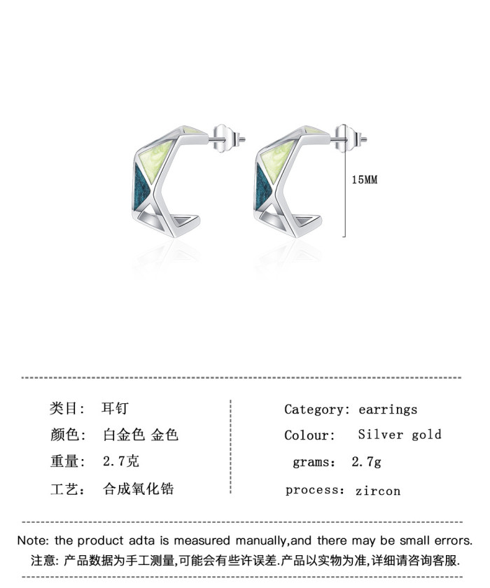 Personalized Triangle Earrings For Women Simple Green Fresh Geometric Hollow Oil Drop Earrings Jewelry