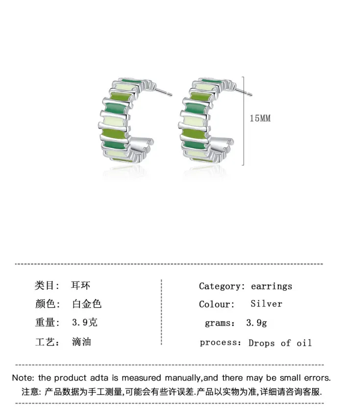 Cubic Zirconia C Shape Hoop Earrings for Women Fashion Chunky Open Circle Round Earring  Jewelry Gift