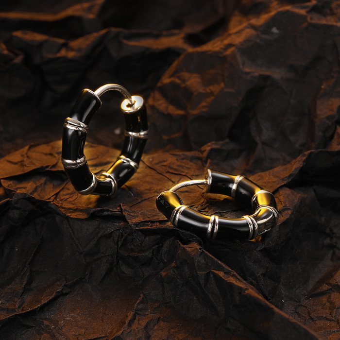 Fashion Oil Drop Enamel Earrings for Women Simple Retro Black Personalized Earrings Jewelry