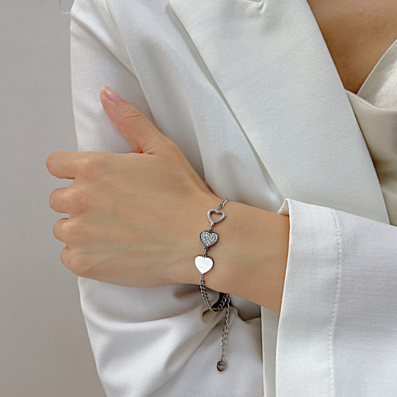 Fashion Love Heart Charm Bracelets for Women Gold Silver Color Stainless Steel Chain Bileklik Bracelets Bangles Jewelry