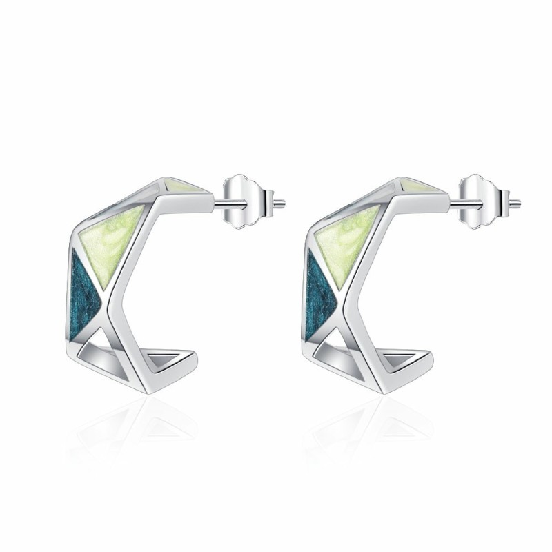 Personalized Triangle Earrings For Women Simple Green Fresh Geometric Hollow Oil Drop Earrings Jewelry