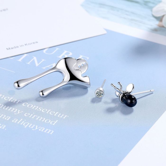 Personality  Bee Stud Earrings Women, Honey Drops Asymmetrical Earrings Jewelry Suitable for Party Birthday Gifts