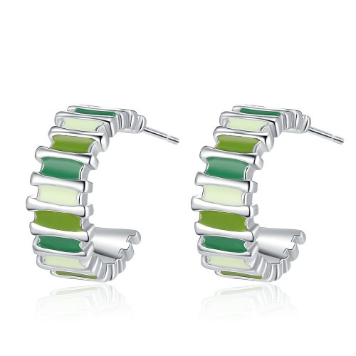 Cubic Zirconia C Shape Hoop Earrings for Women Fashion Chunky Open Circle Round Earring  Jewelry Gift